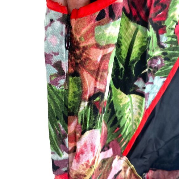 Jack Vintage Hawaiian Hibiscus Cutout Fit and Flare Dress Size 2 Red Black Green - Picture 8 of 10